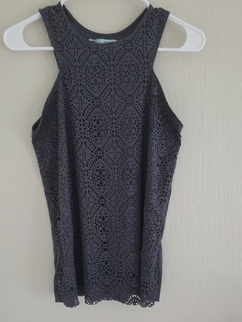 Sleeveless Eyelet Lace Shirt - Charcoal